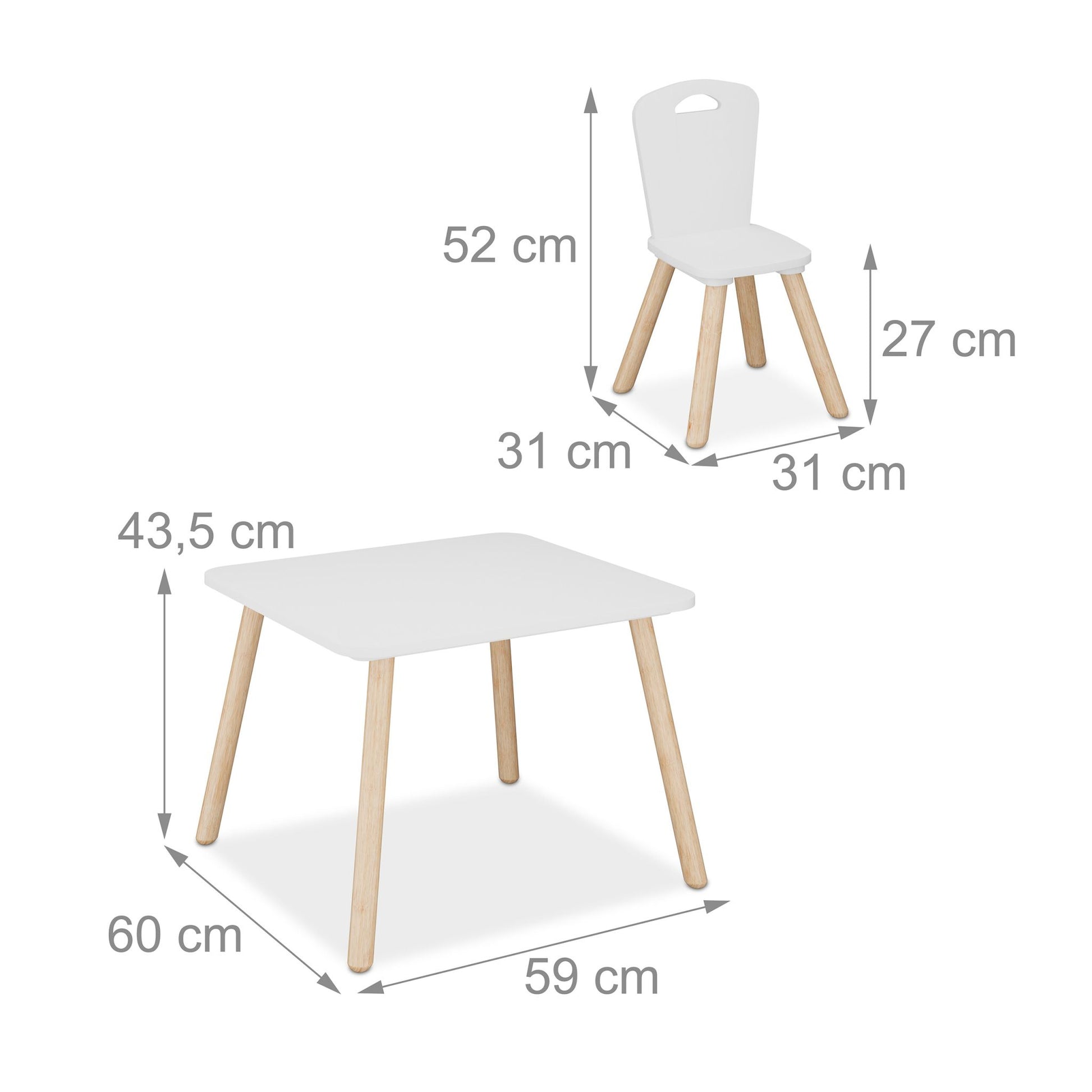 Relaxdays Sitzgarnitur, 59 × 60 cm, weiss/hellbraun, MDF/Holz