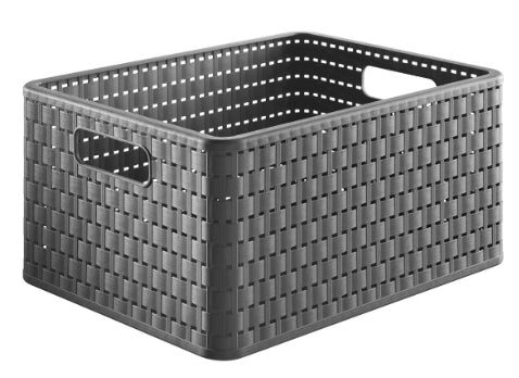 Rotho Country Aufbewahrungskorb 18 l (ohne Deckel) – Kunststoff – grau – für A4 – 278 × 191 × 368 mm