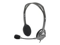 Logitech H110 Office-Headset – On-Ear, Stereo, Kabel, 2 × 3,5 mm Klinke, Schwarz/Silber