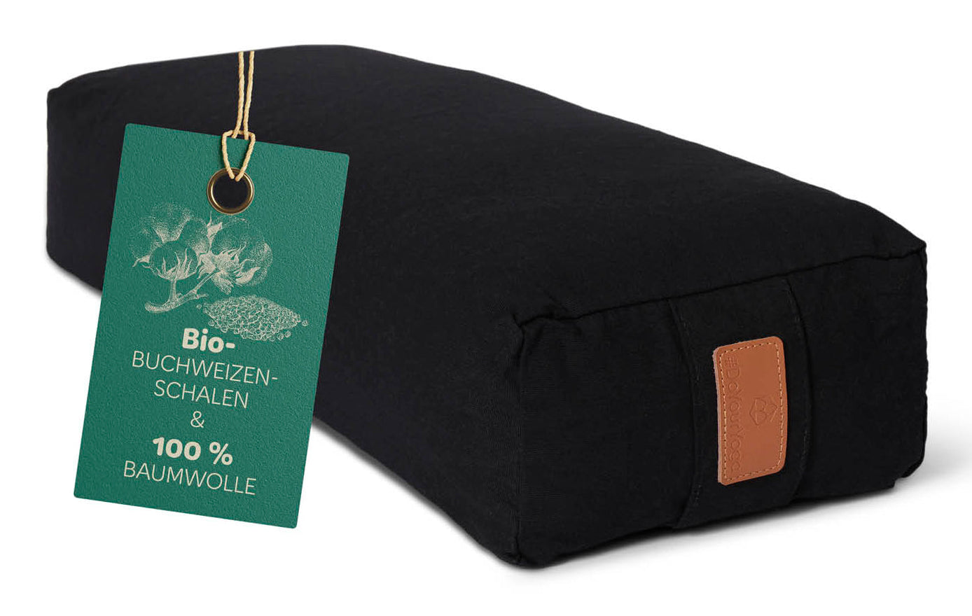 DoYourYoga Yogabolster Paravati Rechteckiges Kissen – 22,0 × 67,0 × 13,0 cm, Baumwolle, Schwarz, 1 Stk.