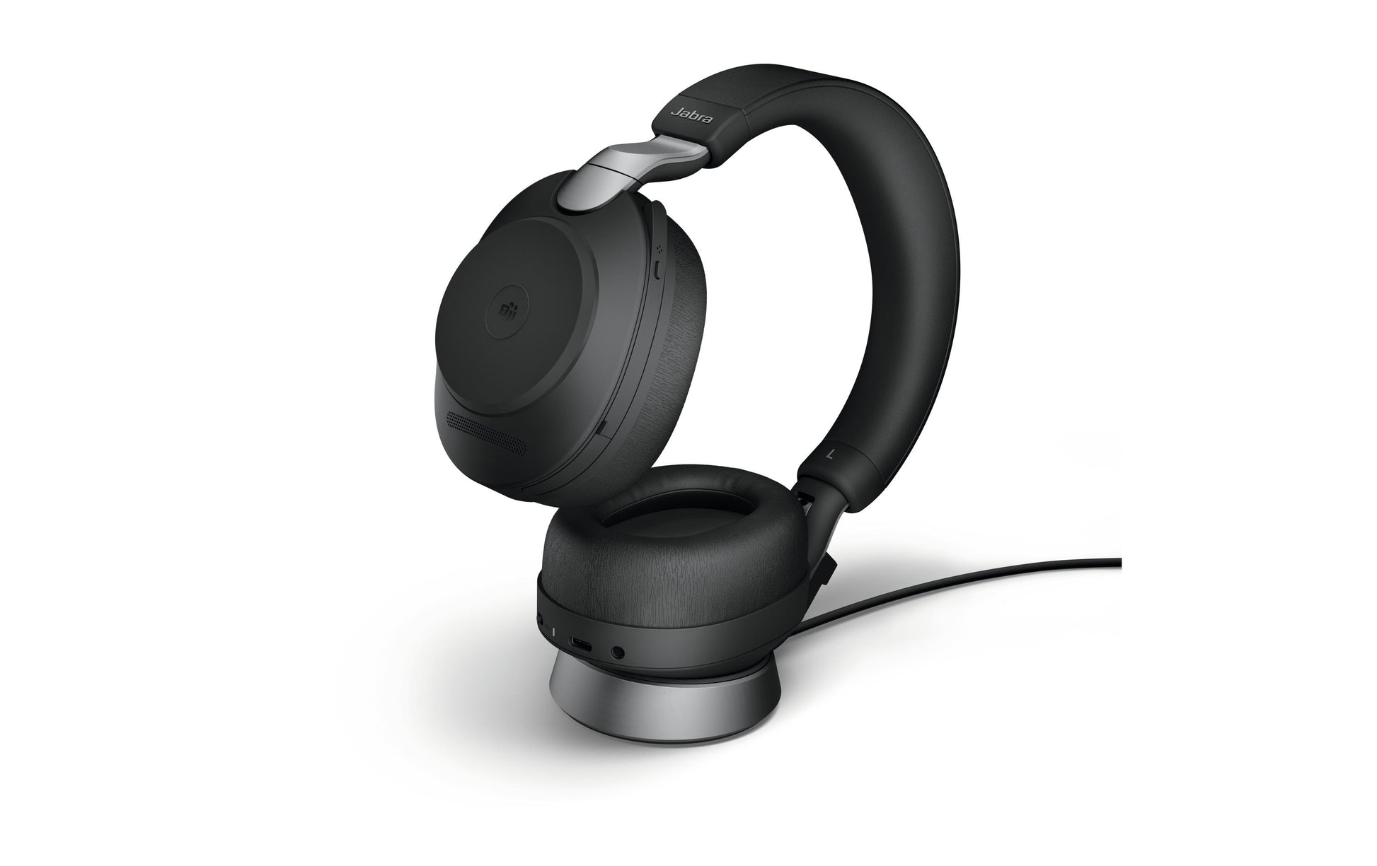 Jabra Evolve2 85 Office-Headset – Over-Ear, Kabel + BT, ANC, MS Teams zertifiziert, mit Ladestation, Schwarz