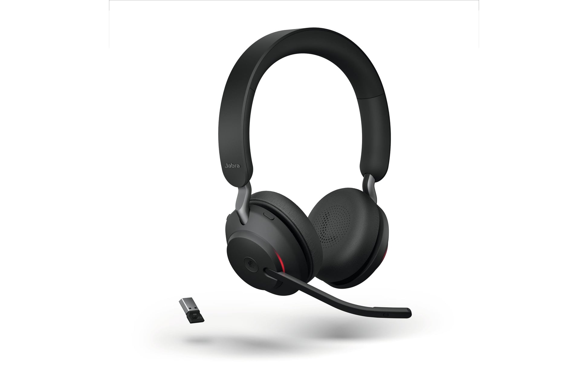 Jabra Evolve2 65 Office-Headset – On-Ear, Stereo, BT, MS Teams zertifiziert, mit USB-A-Dongle, Schwarz