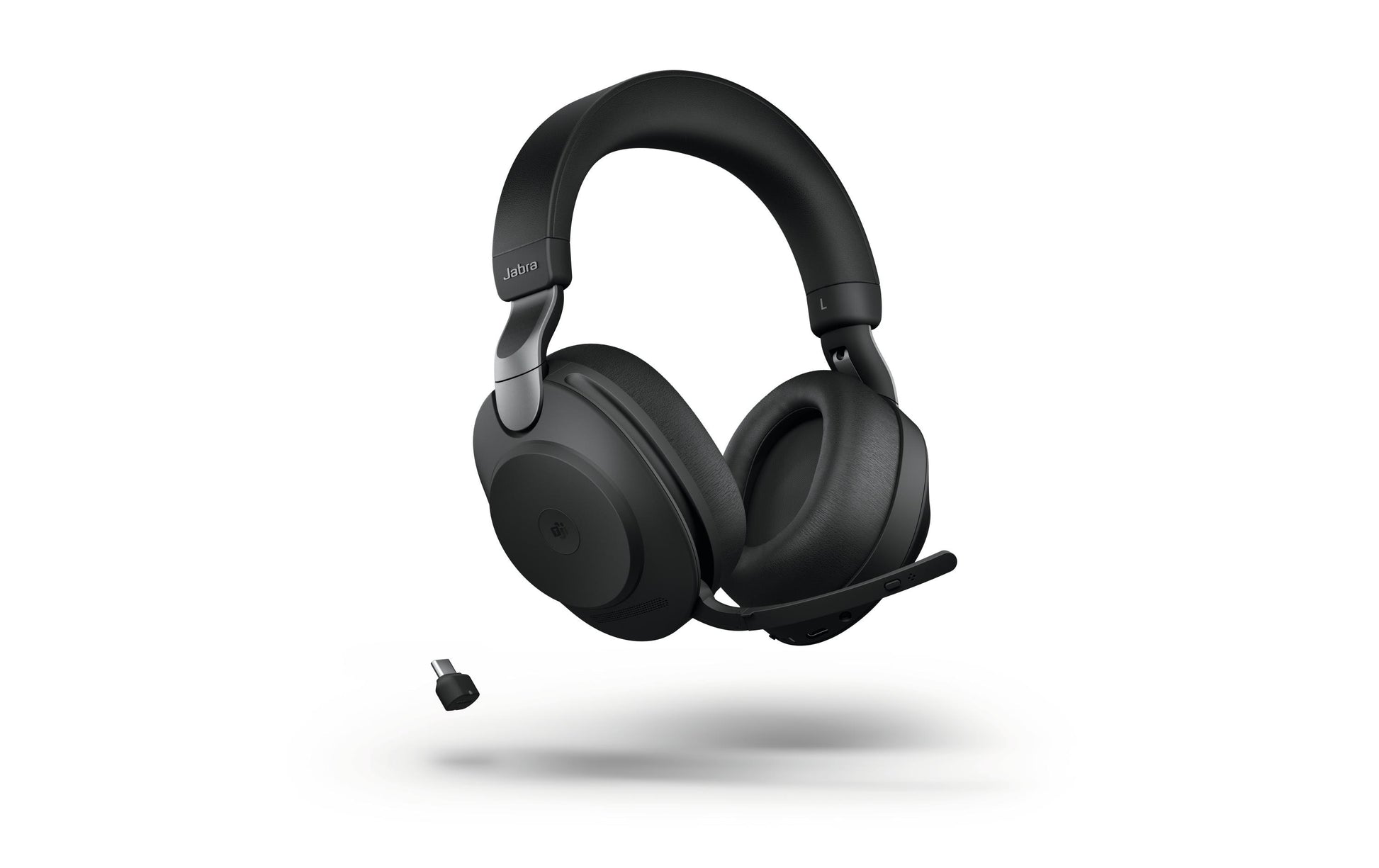Jabra Evolve2 85 Office-Headset – Over-Ear, Kabel + BT, ANC, MS Teams zertifiziert, mit Ladestation, Schwarz