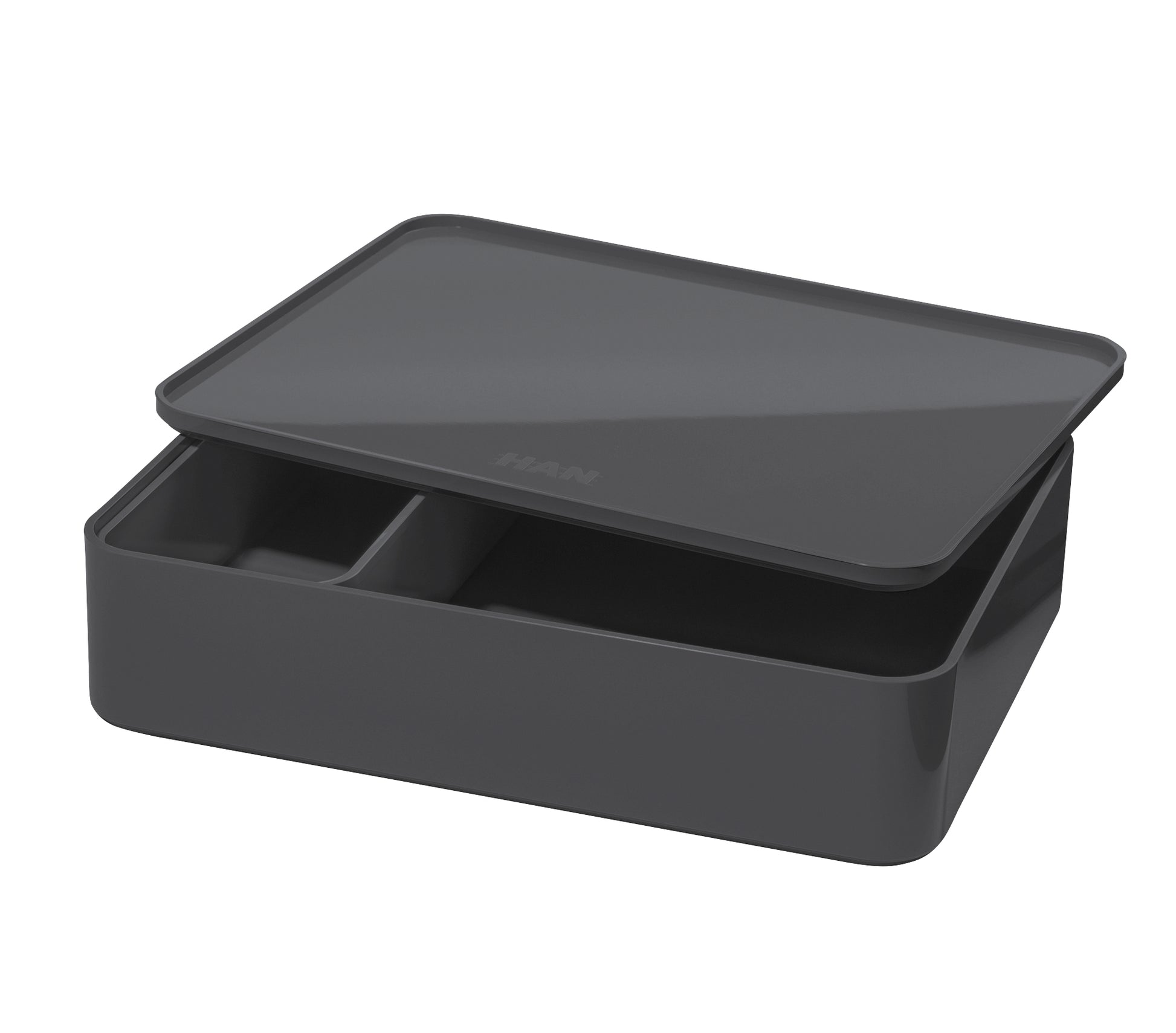 HAN Schubladenelement – 1 Schublade, mit Deckel, Grau, ABS, B 260 × H 68 × T 195 mm