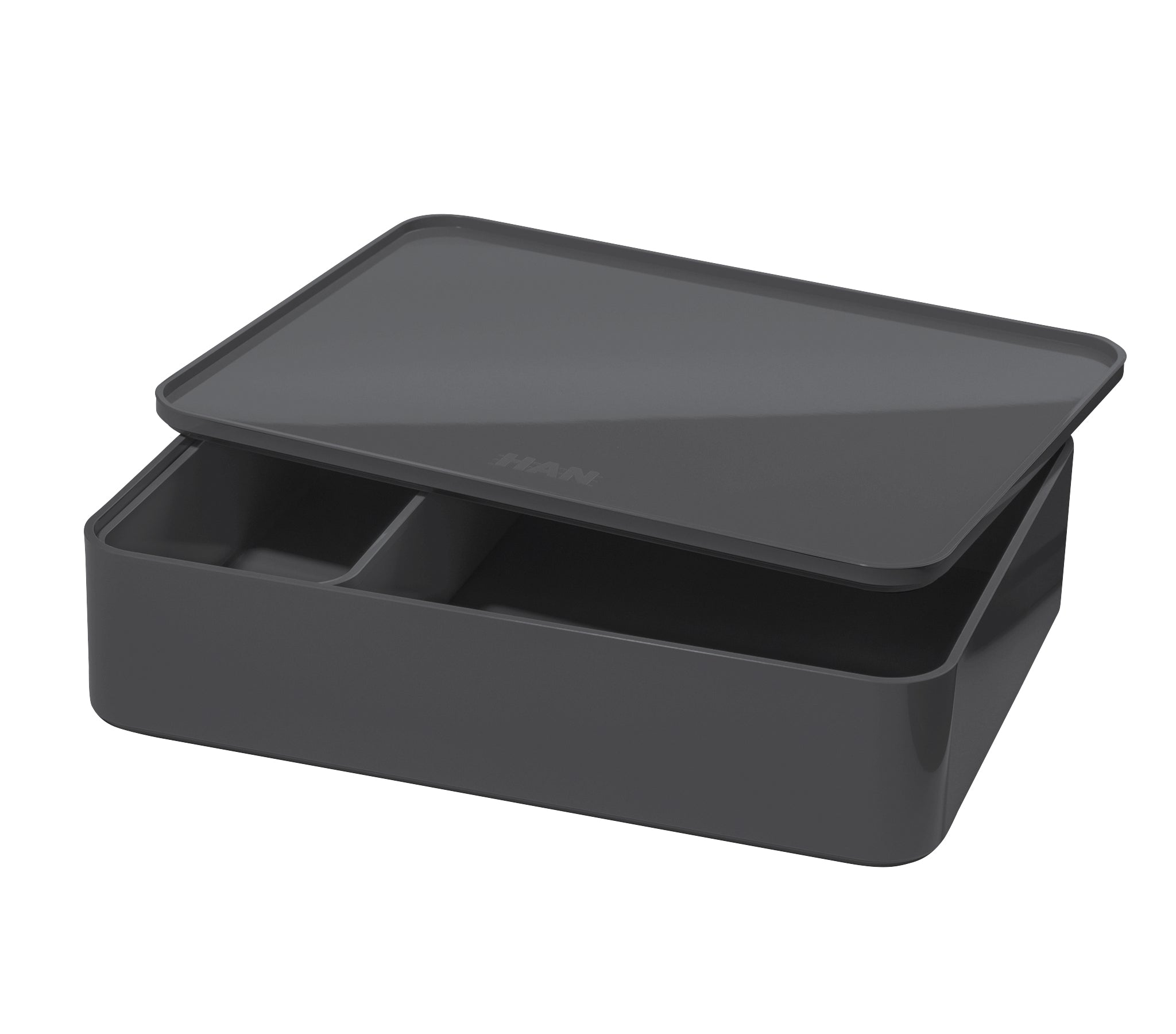 HAN Schubladenelement – 1 Schublade, mit Deckel, Grau, ABS, B 260 × H 68 × T 195 mm
