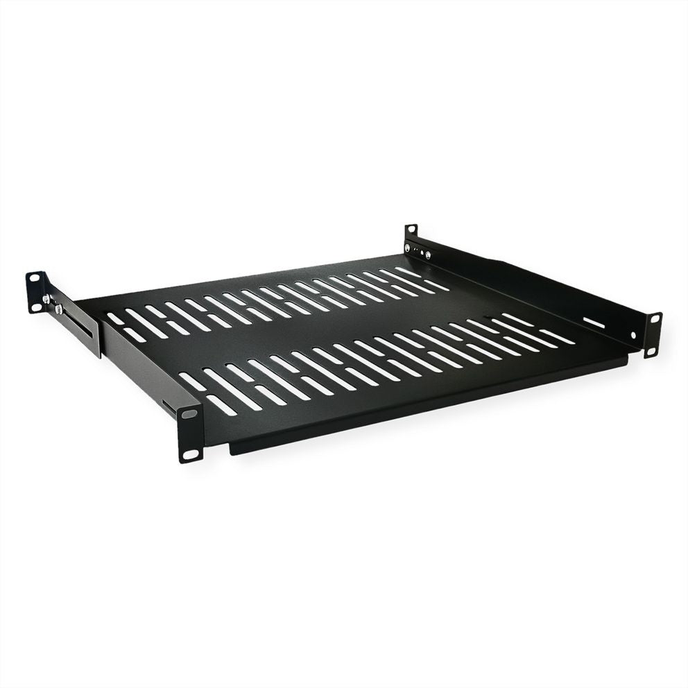 VALUE 26.99.0403 – 19" Regalboden, 485 × 400 mm, 1U, 25 kg, Schwarz