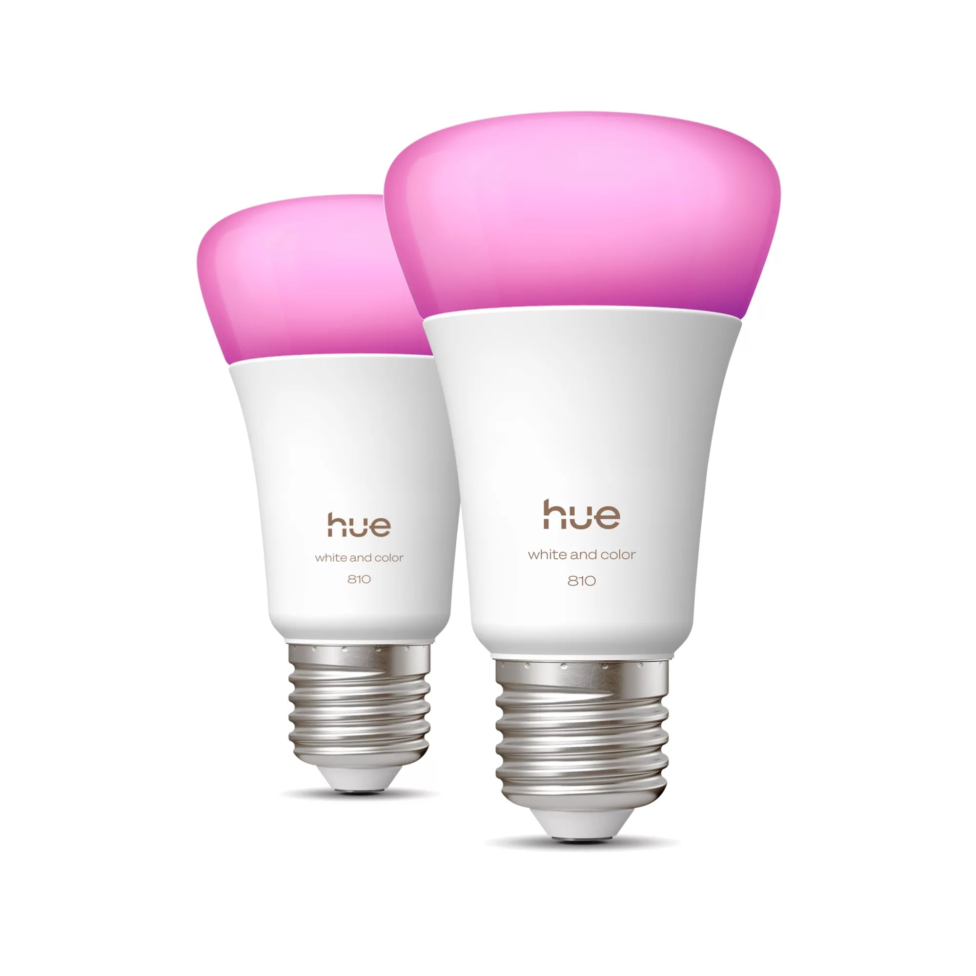 Philips by Signify Philips Hue Smart-Leuchtmittel E27 A60 – RGB+CCT, 810 lm, 6 W, Zigbee/Bluetooth – für Alexa, HomeKit – 2 Stk.