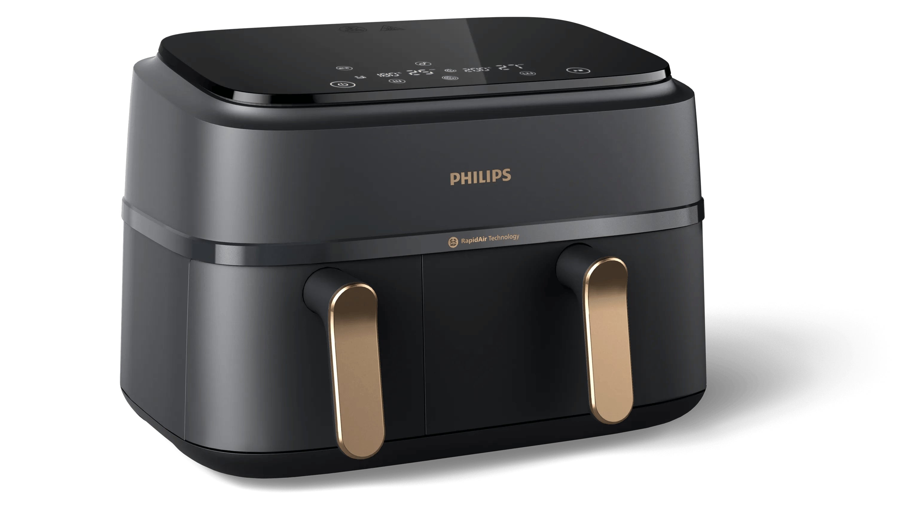 Philips Heissluftfritteuse NA352/00 – 9 l, Dual-Korb, 2750 W – schwarz/bronze