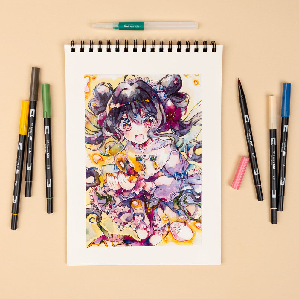 Tombow ABT Dual Brush, Manga Bird – Doppelspitze, Pinselspitze, wasservermalbar, 6 Farben