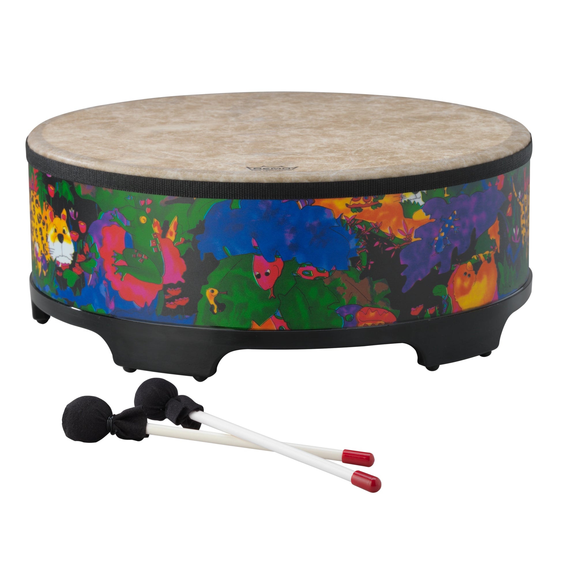 REMO Sammeltrommel KD-5822-01 – 55,9 × 19,1 × 20,3 cm – ab 5 Jahren – mehrfarbig – inkl. Drum-Sticks