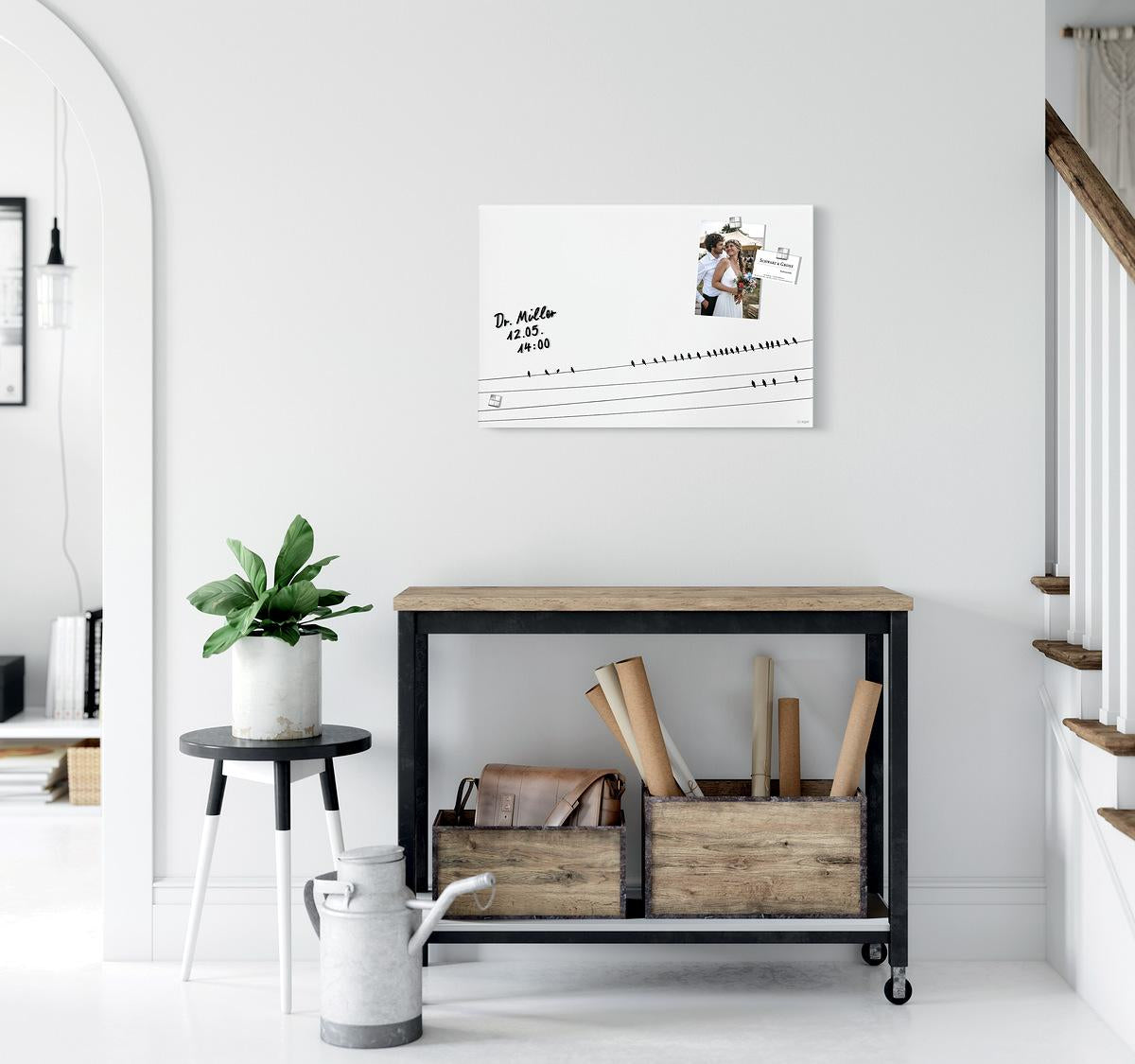 Sigel Whiteboard – 60 × 40 cm, Glas, magnetisch, Wandmontage, inkl. SuperDym Magnetwürfel, Montagesatz
