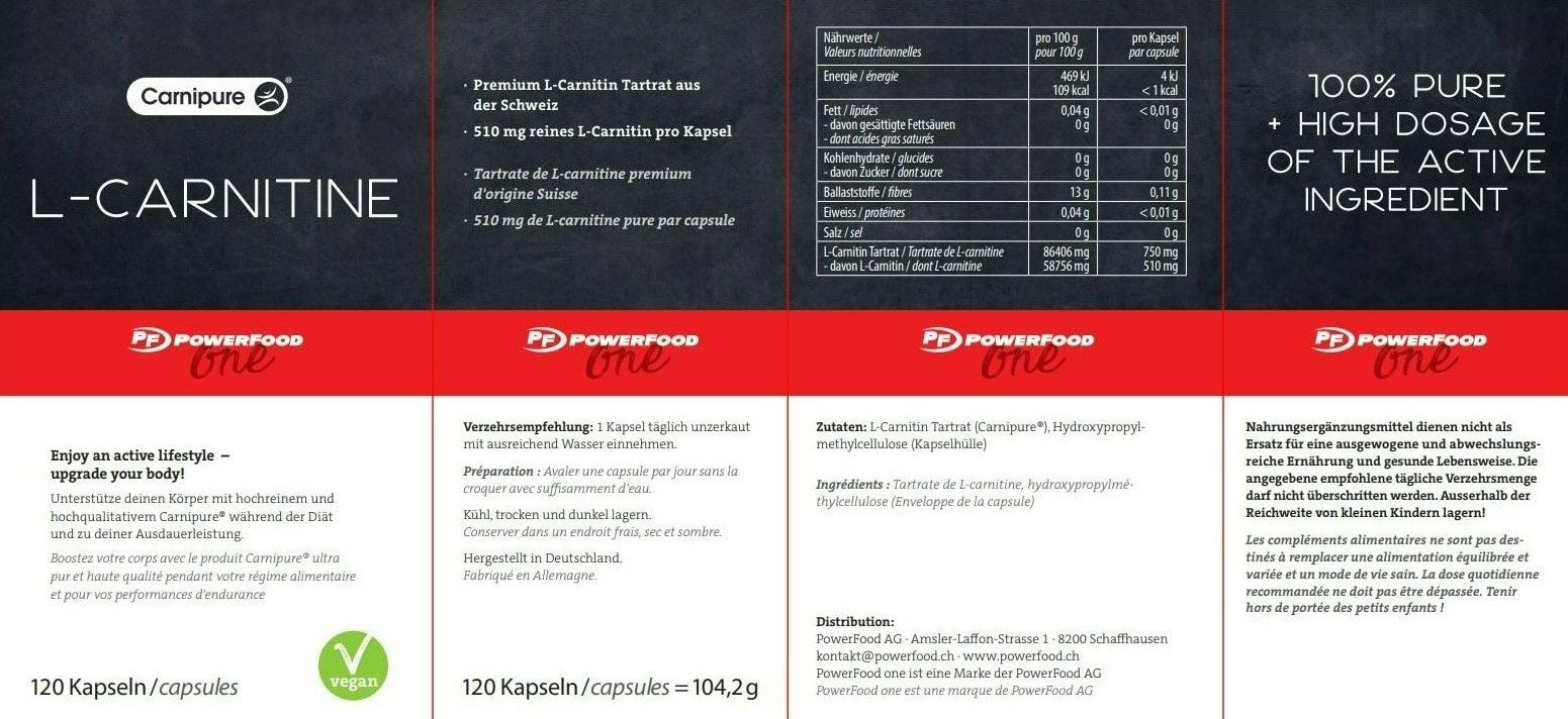 PowerFood L-Carnitin Kapseln – Neutral – 100 g