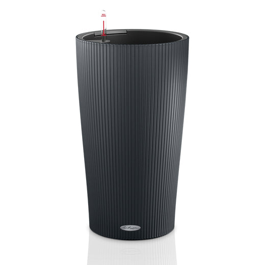 LECHUZA CILINDRO Color Pflanzgefäss – Ø 23 × 41 cm – Kunststoff, schiefergrau – automatische Bewässerung
