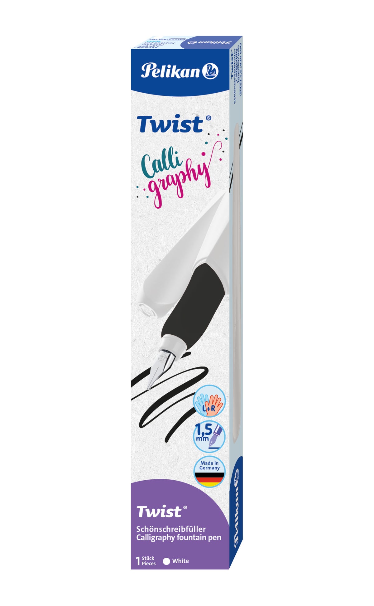 Pelikan Twist – Kalligrafie-Füller – 1,5 mm – weiss – Edelstahl