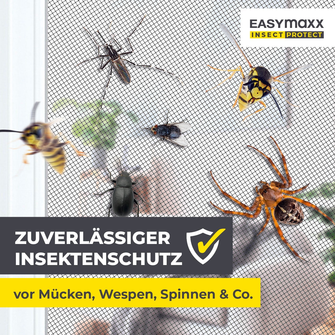 EASYmaxx 14308 Fenster-Fliegengitter – 73–120 × 83–140 cm – Weiss – Nylon – Aluminium-Rahmen