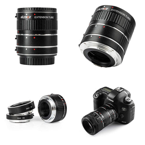 VILTROX DG-C Automatisches Zwischenringe-Set – für Canon EF/EF-S (z. B. 5D III, 650D, 7D) – Schwarz
