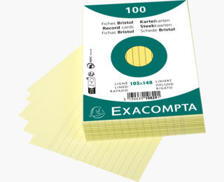 Exacompta Karteikarten – A6 – liniert, gelb, 205 g/m² – 100 Stk
