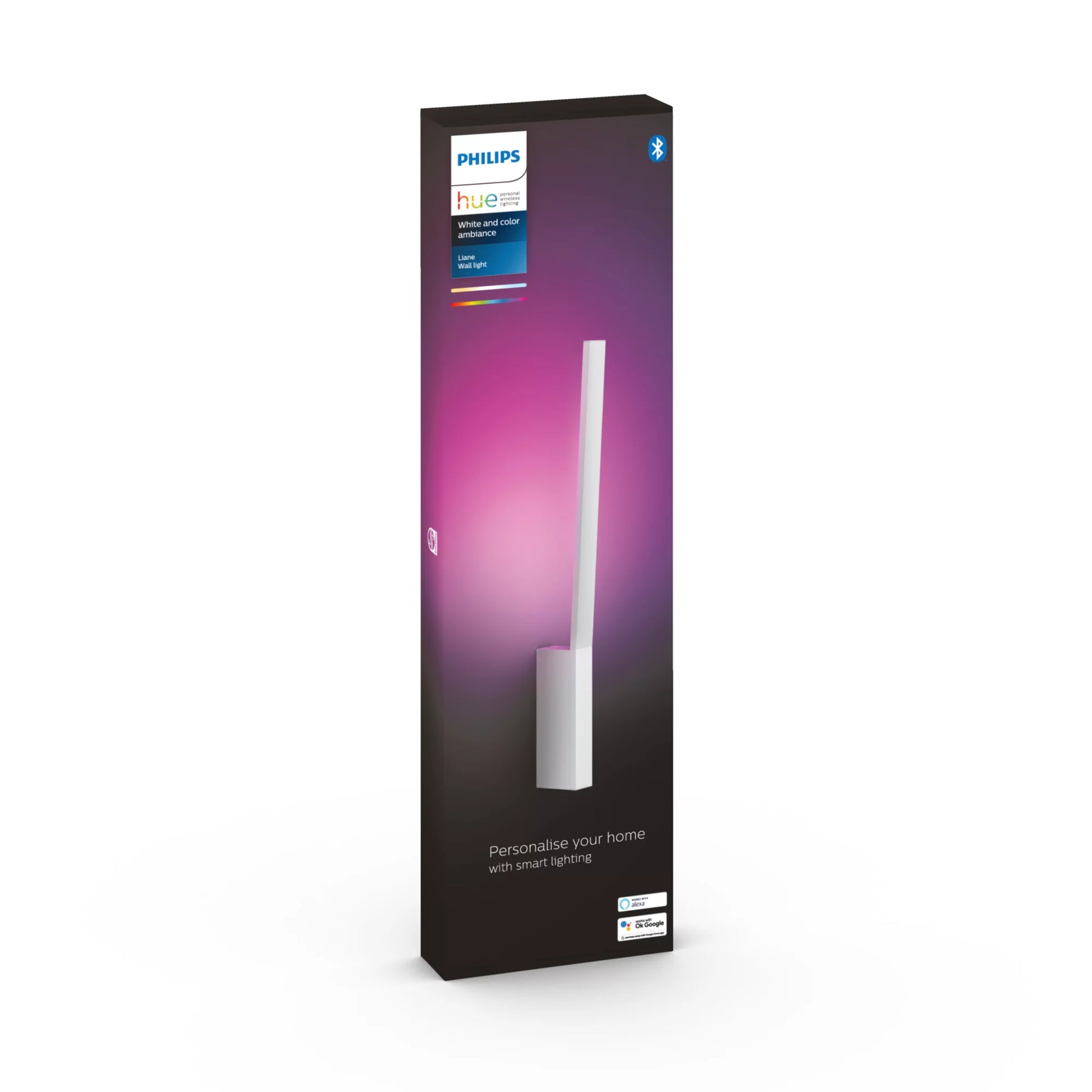 Philips by Signify Philips Hue Wandleuchte Liane – 2000–6500 K, 850 lm, 12,2 W, dimmbar, BT, für Philips Hue, weiss