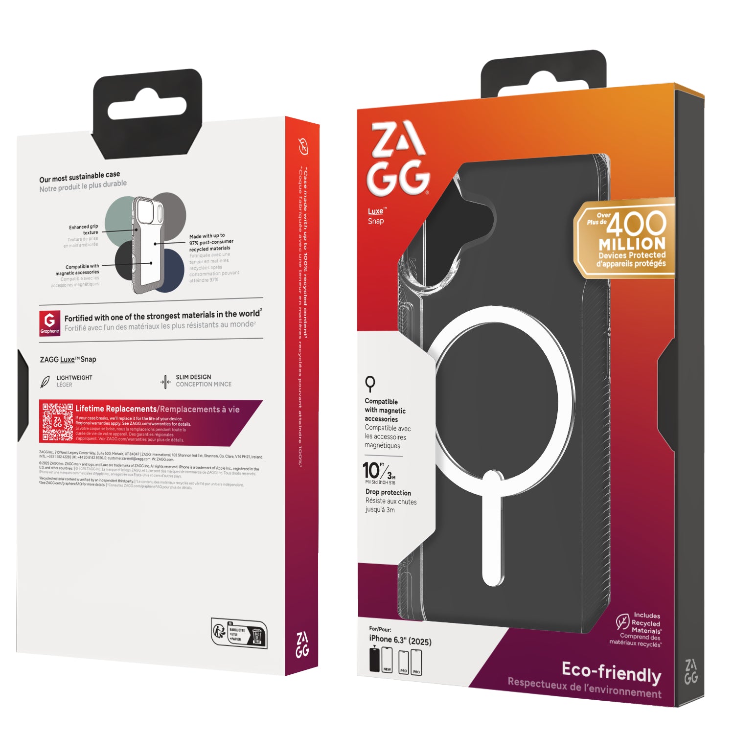 ZAGG Luxe Snap Backcover – für Apple iPhone 17, MagSafe, Graphen, Transparent, bis 3 m Sturzsicher