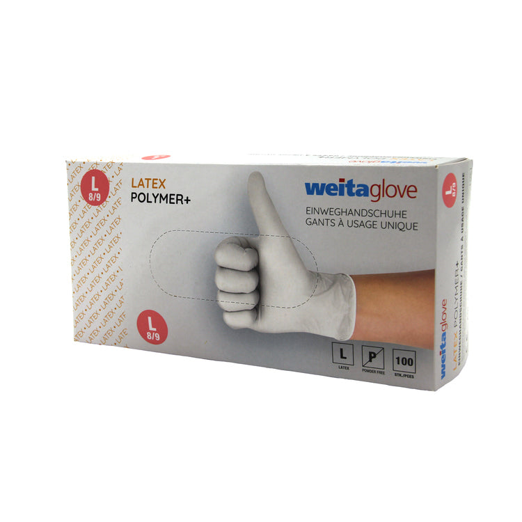 Weitaglove Einweghandschuhe Latex – L, 100 Stück – Weiss, puderfrei