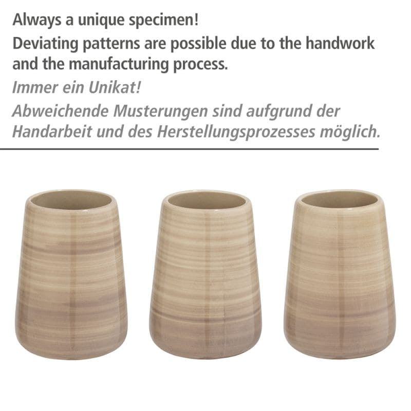 WENKO Zahnbürstenhalter (freistehend) – 8×8×11 cm, Keramik, Sand