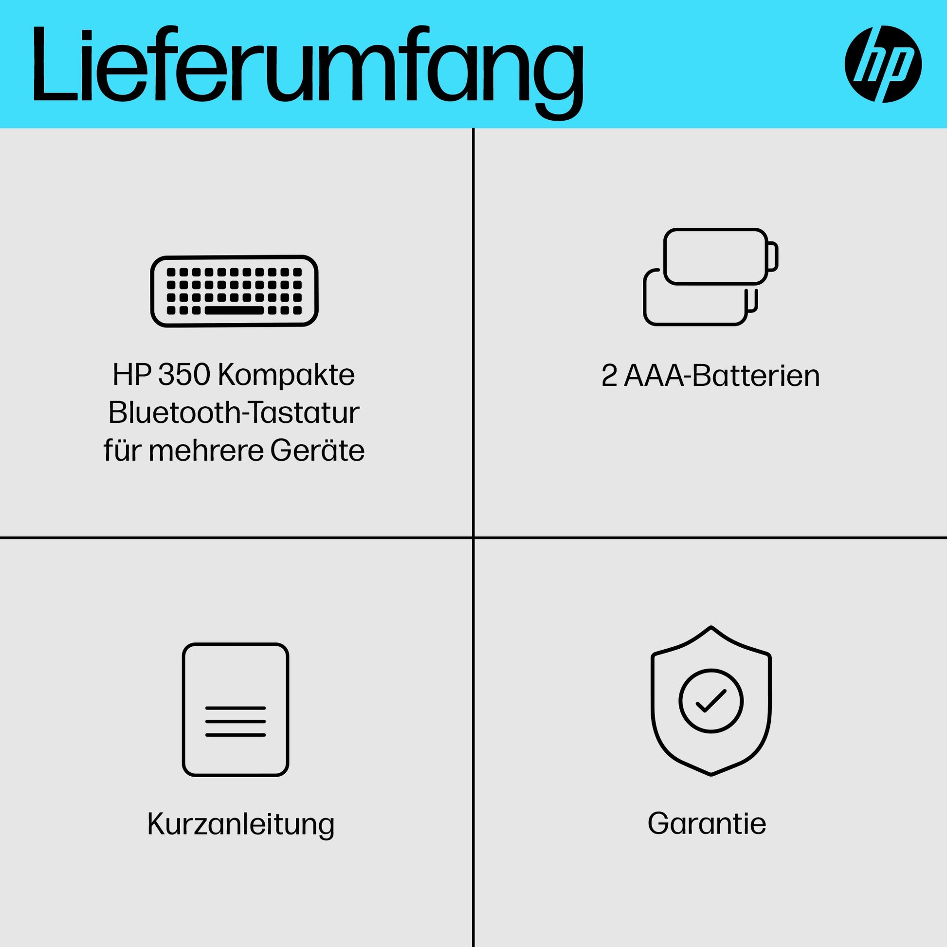 HP 350 BLK – Tastatur, kabellos (Bluetooth), mechanisch, Multi-Device – für Windows, macOS & iPadOS u. a.