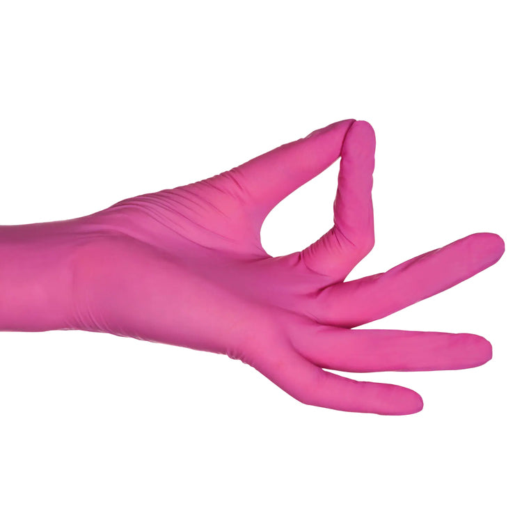 Ampri Einweghandschuhe Nitril – L, 100 Stück – Pink/Grenadine, EN 388, EN 374-1/-5, EN 420, EN 455, puderfrei