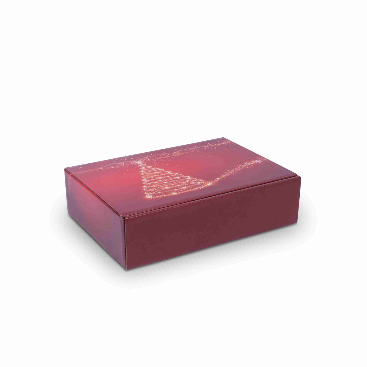 Model Geschenkbox – mit Weihnachtsmotiv – Wellkarton, Rot – 360 × 250 × 90 mm