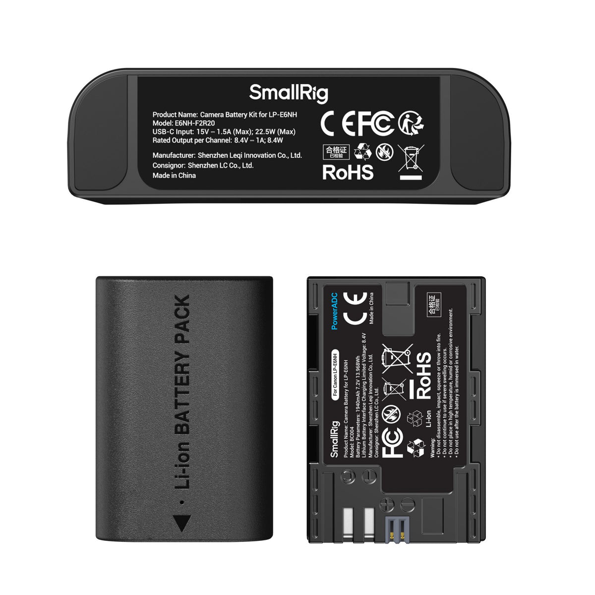 SmallRig 5484 Akkulader – für Canon EOS 5D Mark II, 5D Mark III, 5D Mark IV und andere – 2-fach, USB, LED-Anzeige