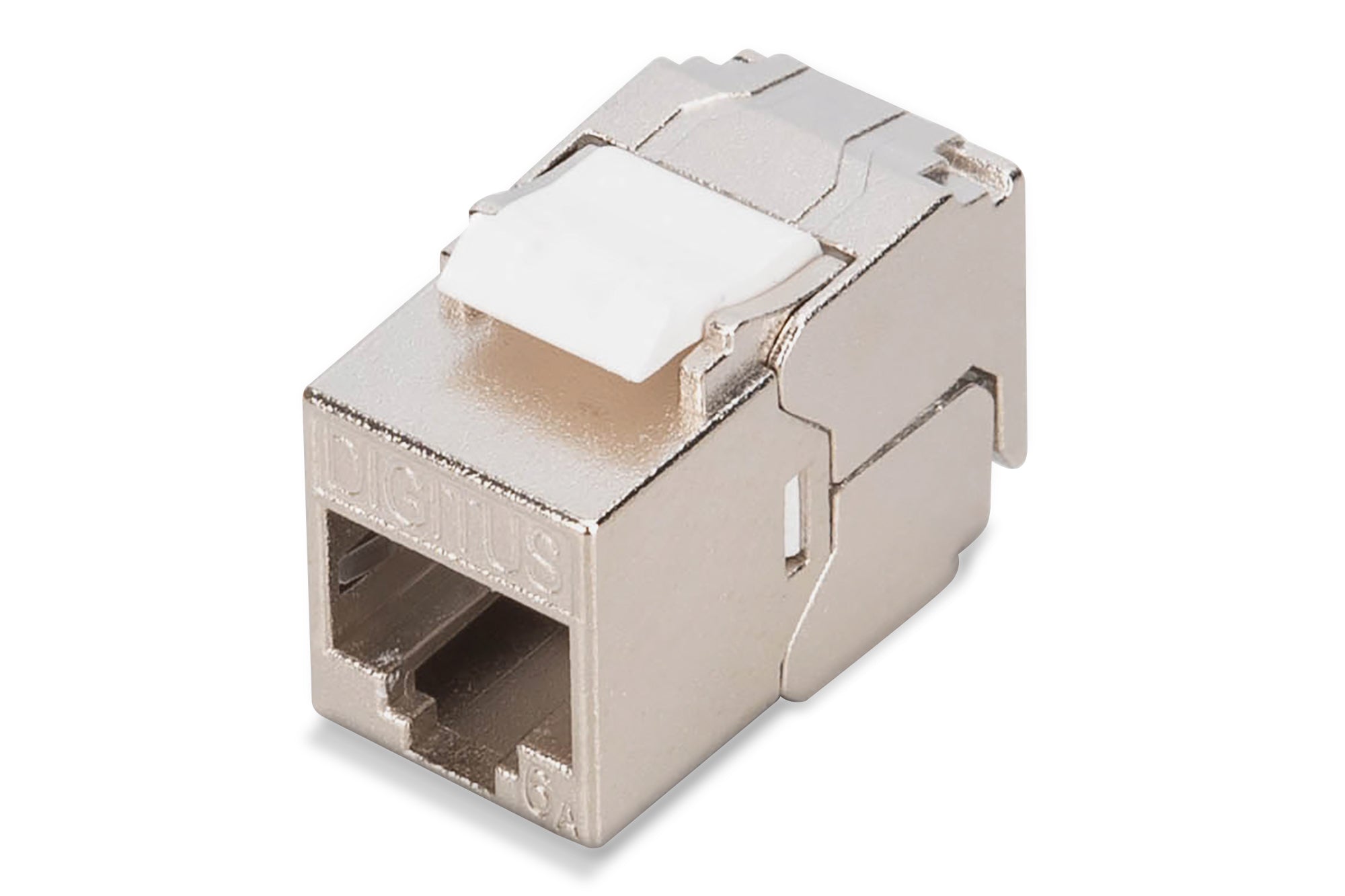 Digitus Keystone-Modul Cat6a – RJ-45 (weiblich), geschirmt, werkzeugfrei, flach, silber