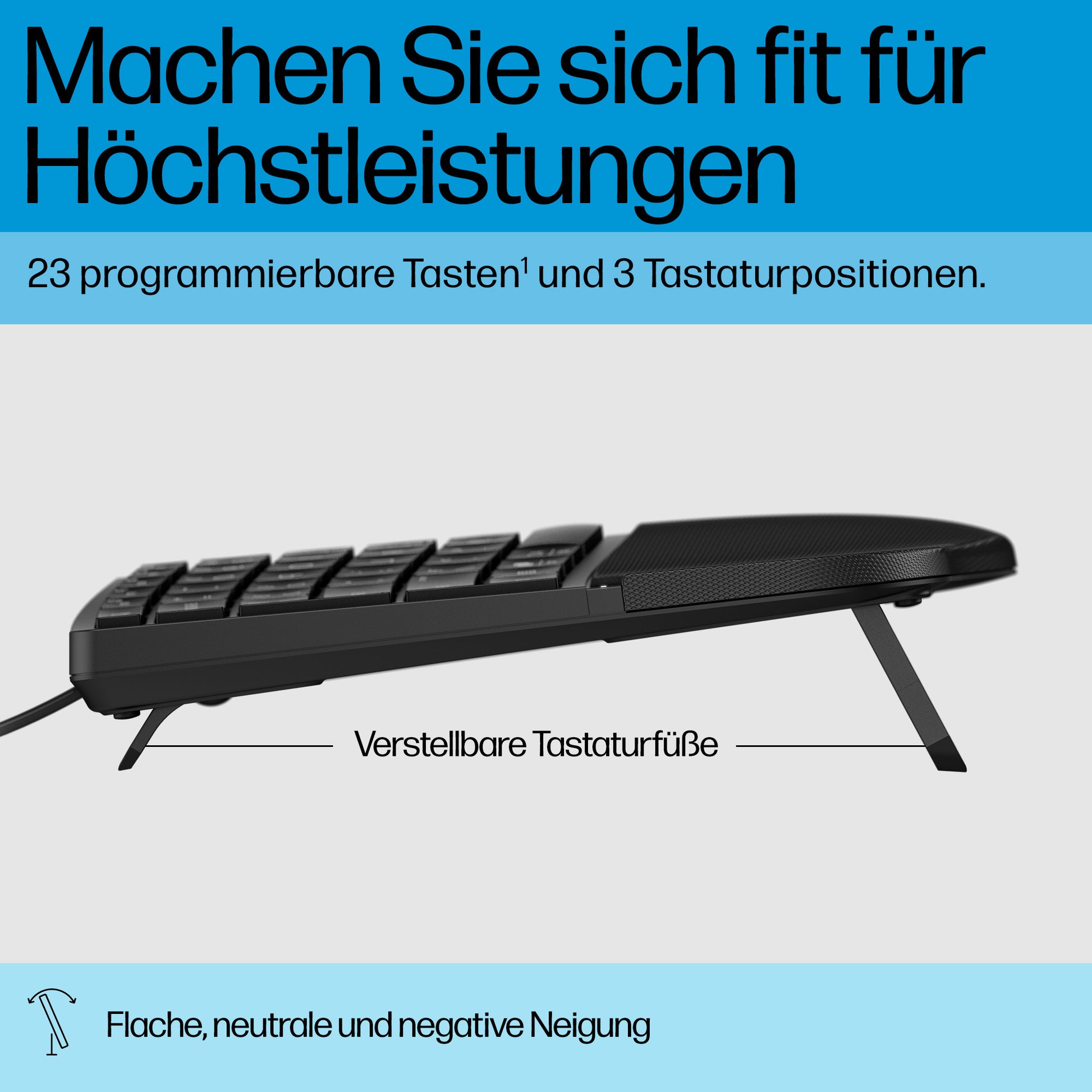 HP 485 Comfort – Tastatur – Membran, kabelgebunden – USB-A – mit Handgelenkauflage – schwarz