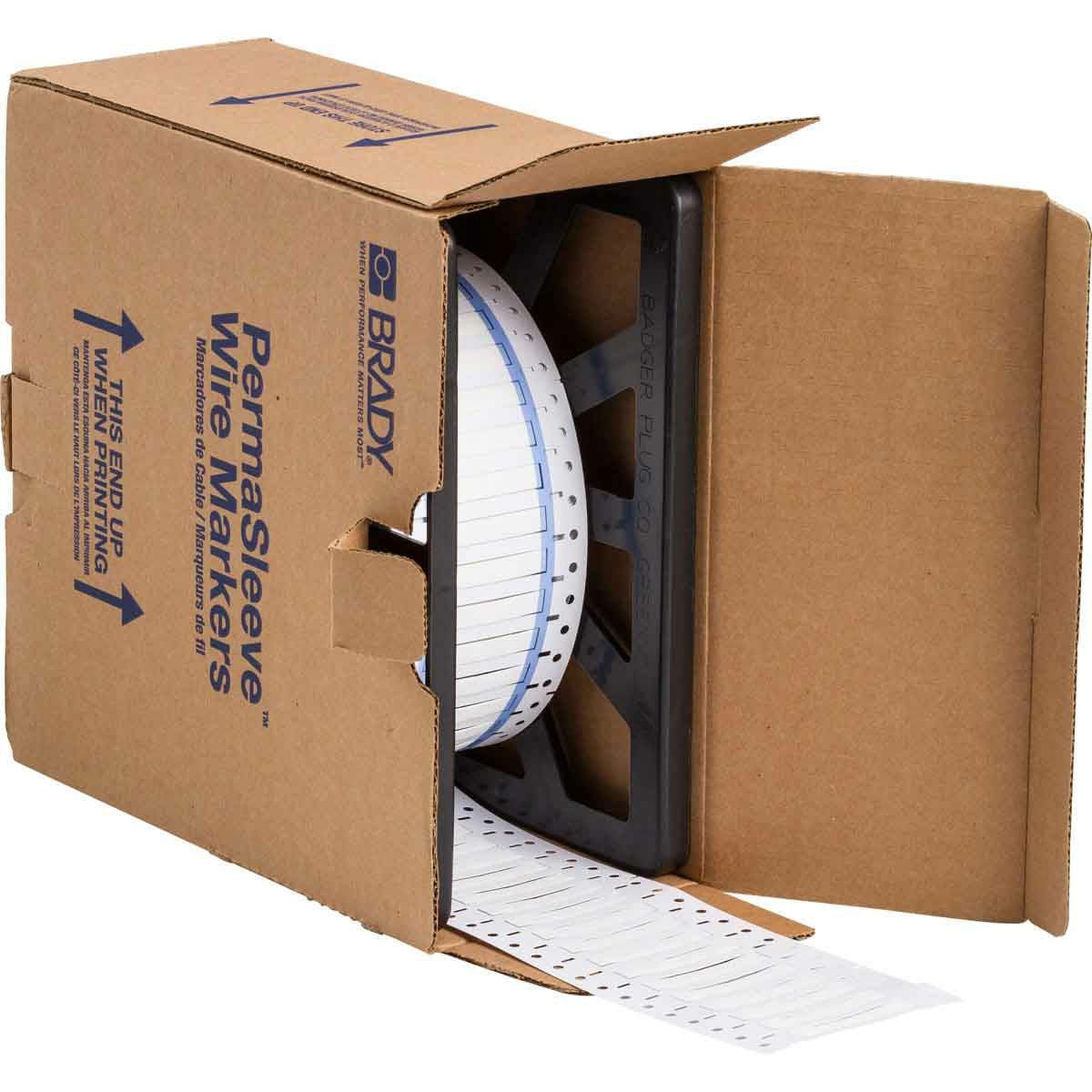 Brady PermaSleeve – Drahtmarkierer 0,5–6 mm² – Polyolefin, Weiss – Thermotransfer – 10000 Stk.