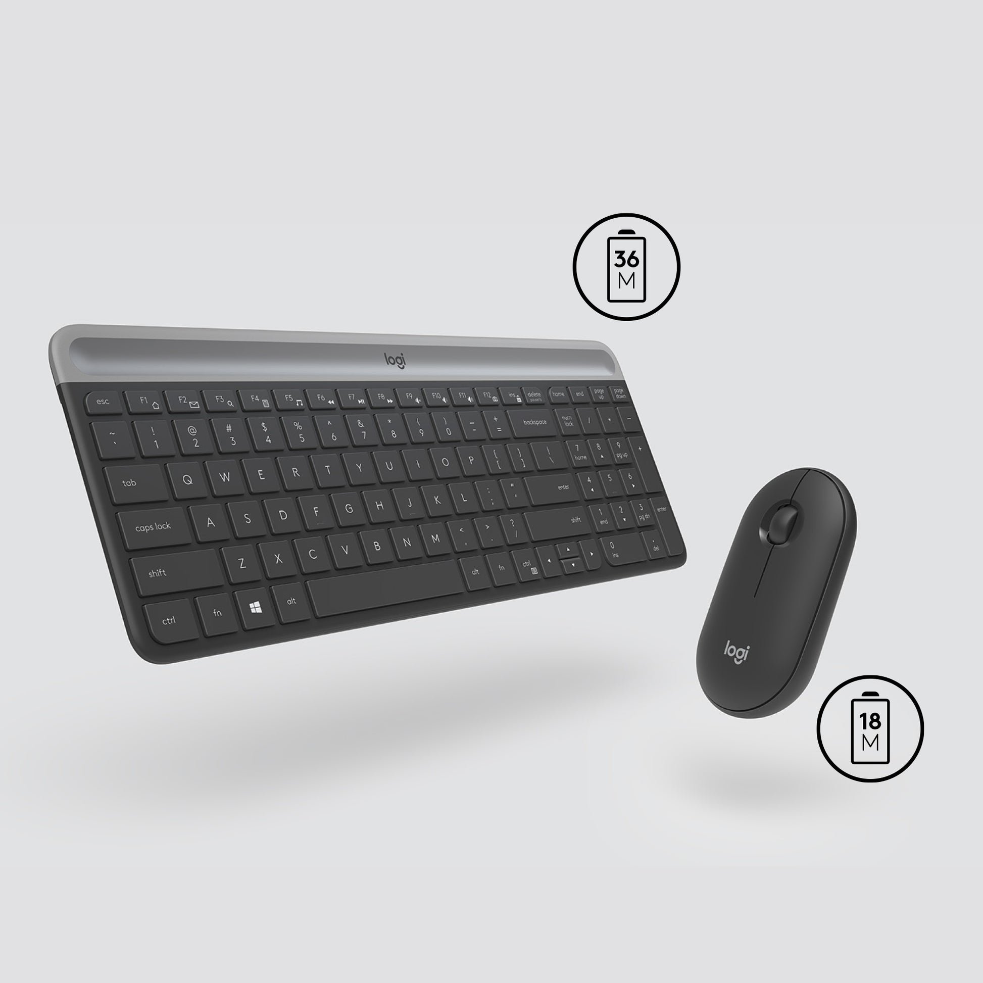 Logitech MK470 – Tastatur, kabellos (2,4 GHz), CH-Layout (DE-CH), Graphit