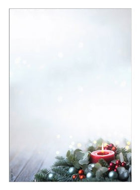 Sigel Motivpapier – A4, 90 g/m², mehrfarbig, Motiv: Candlelight Cheer – für Drucker und Kopierer – 100 Blatt