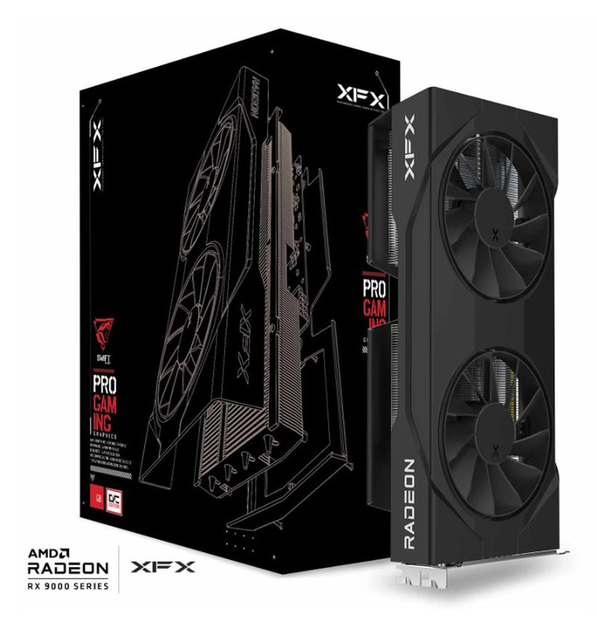 XFX RX-96TSW16BQ – Grafikkarte – Radeon RX 9060 XT, 16 GB GDDR6, PCIe 5.0 x16, 2×DP, 1×HDMI, 2 Lüfter, Weiss