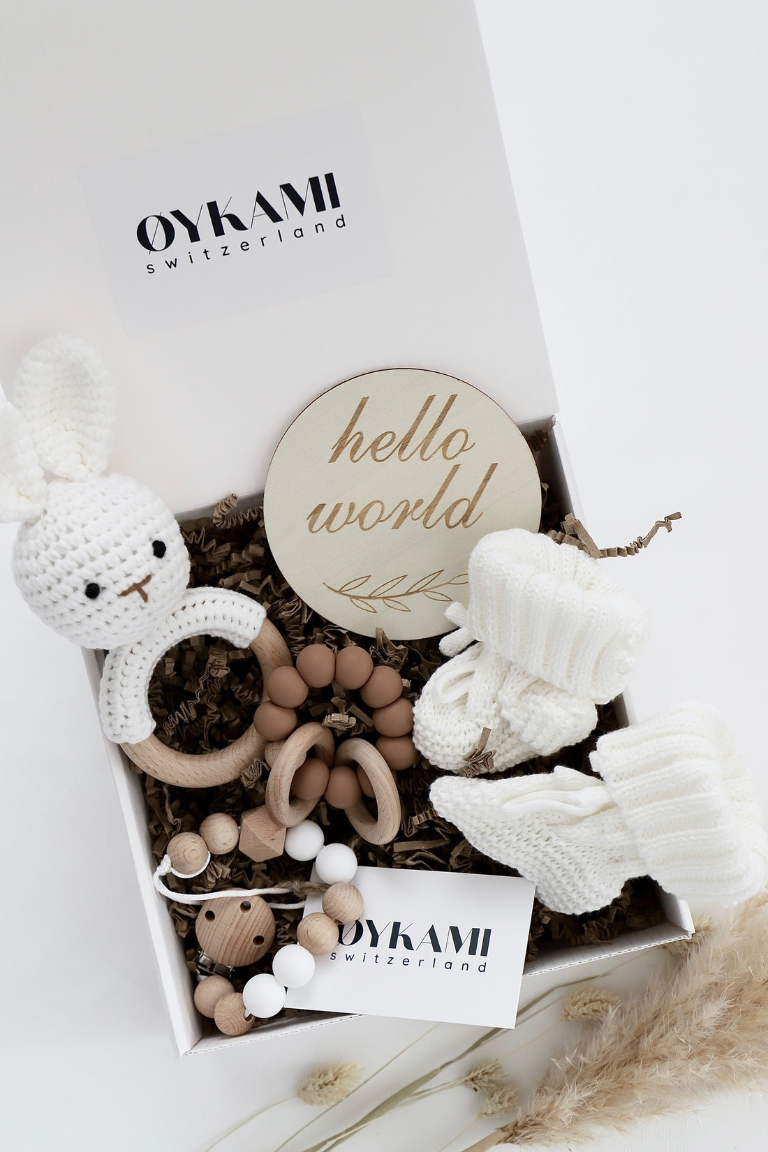 OYKAMI Geschenkbox – Holz, Baumwolle, mehrfarbig