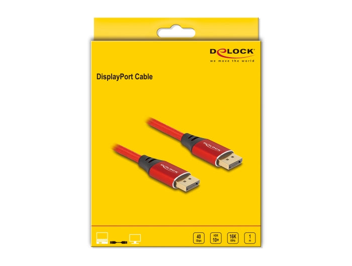 DeLOCK DisplayPort Kabel DP 2.1 8K 60 Hz – 1 m – Rot