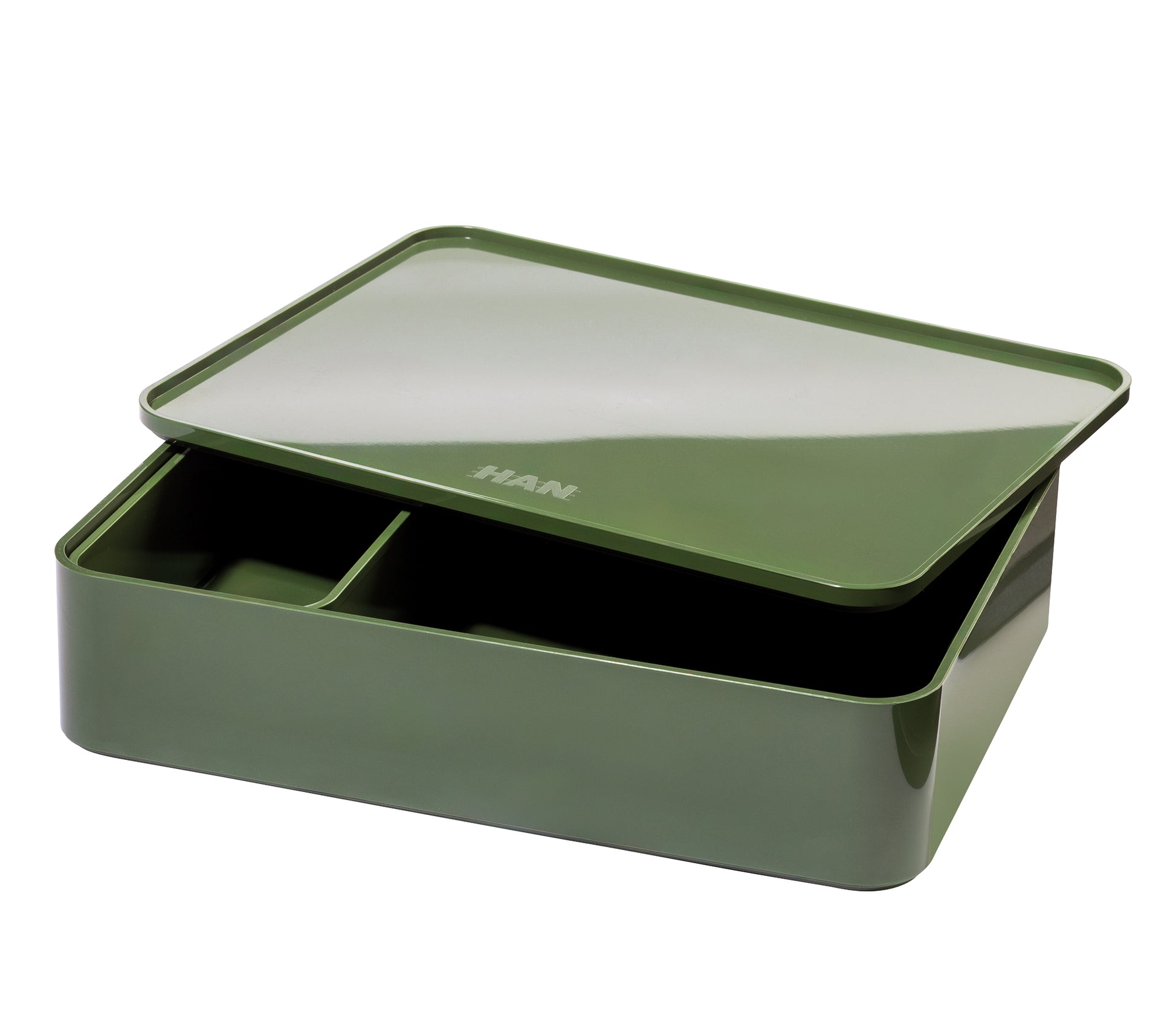 HAN Schubladenelement – 1 Schublade, mit Deckel, grün, Kunststoff, B 260 × H 68 × T 195 mm