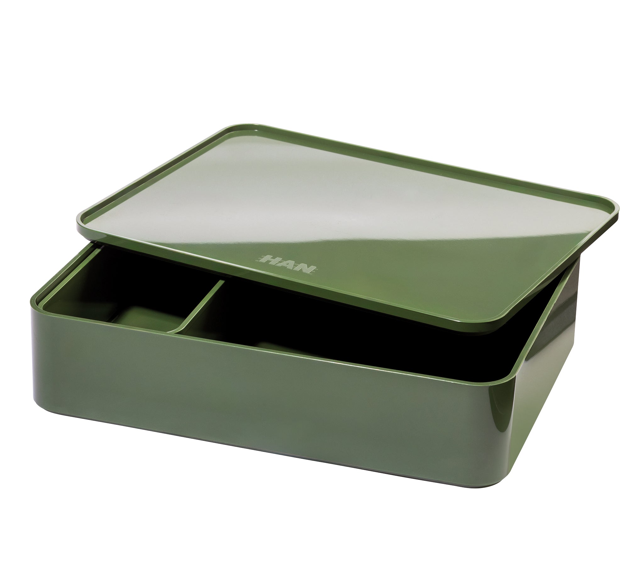 HAN Schubladenelement – 1 Schublade, mit Deckel, grün, Kunststoff, B 260 × H 68 × T 195 mm