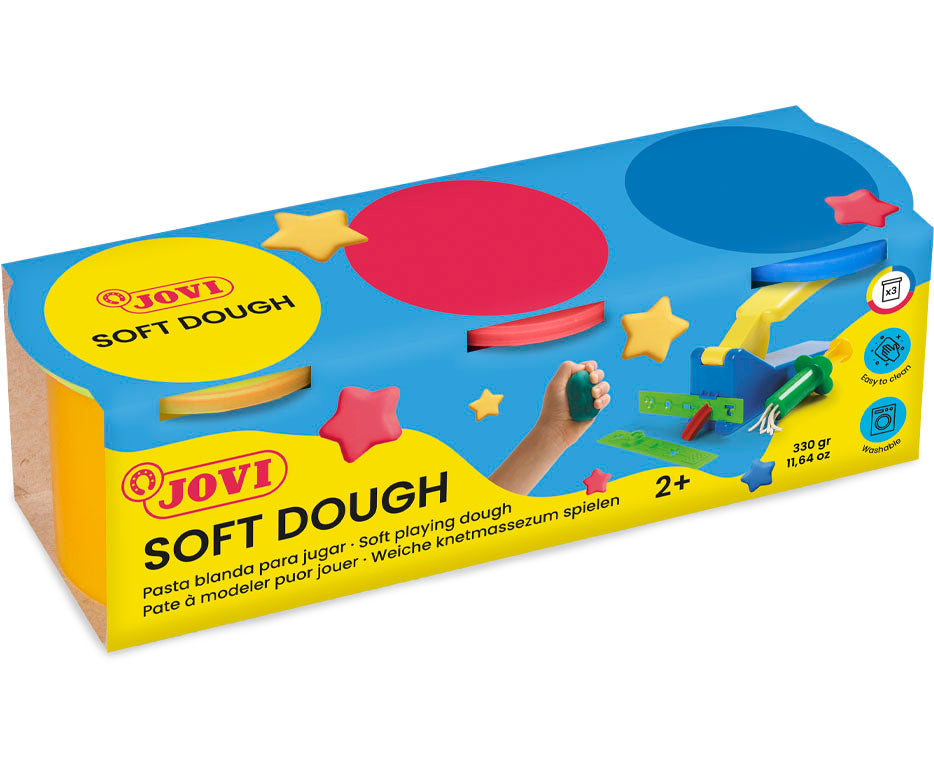 Jovi Soft Dough (weichbleibend), Soft Dough, Mehrfarbig, 3 Dosen