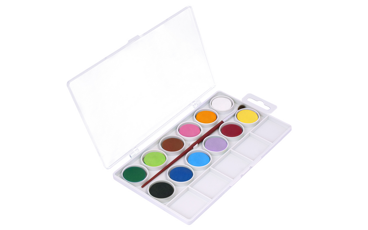 Jovi Aquarellfarben (Kasten) – Mehrfarbig – 12 Farben – Palette, inkl. Pinsel