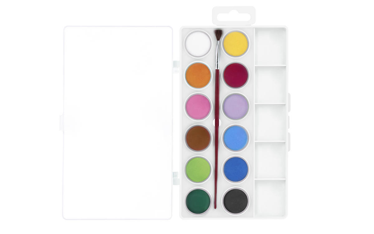 Jovi Aquarellfarben (Kasten) – Mehrfarbig – 12 Farben – Palette, inkl. Pinsel
