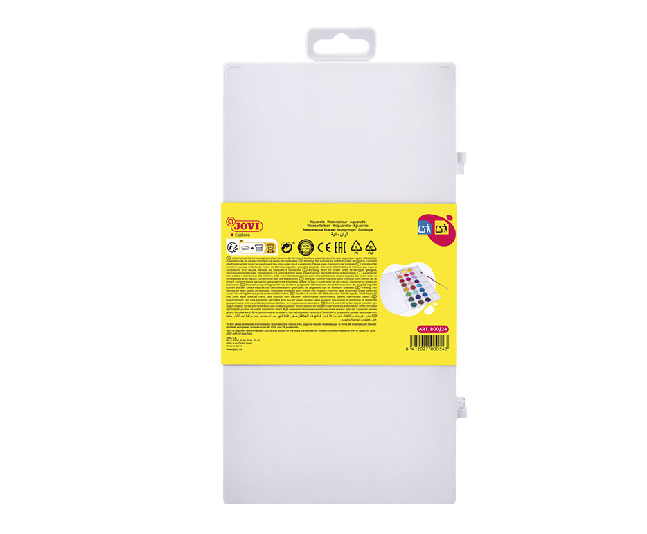 Jovi Aquarellkasten – Mehrfarbig – 24 Farben, Kunststoffkasten, inkl. Pinsel – für Papier
