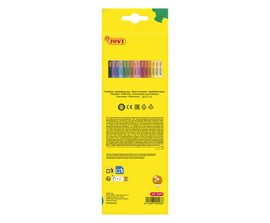 Jovi Knete (weichbleibend), 100% pflanzlich, mehrfarbig, 15 Stück à 15 g