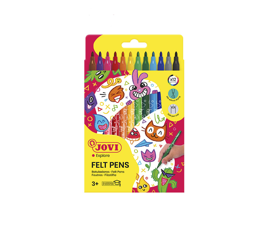 Jovi Filzstifte Middle Tip – Feine Spitze, 3 mm, 12 Farben