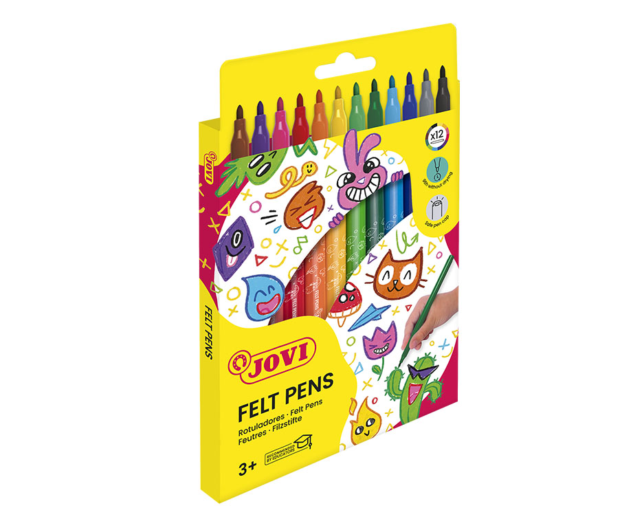 Jovi Filzstifte Middle Tip – Feine Spitze, 3 mm, 12 Farben