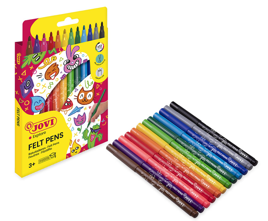 Jovi Filzstifte Middle Tip – Feine Spitze, 3 mm, 12 Farben