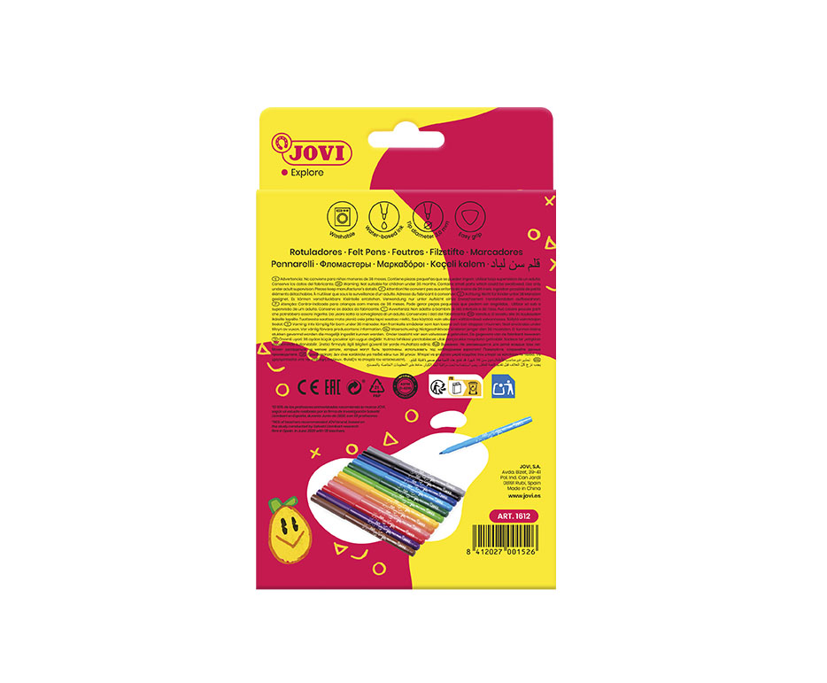 Jovi Filzstifte Middle Tip – Feine Spitze, 3 mm, 12 Farben