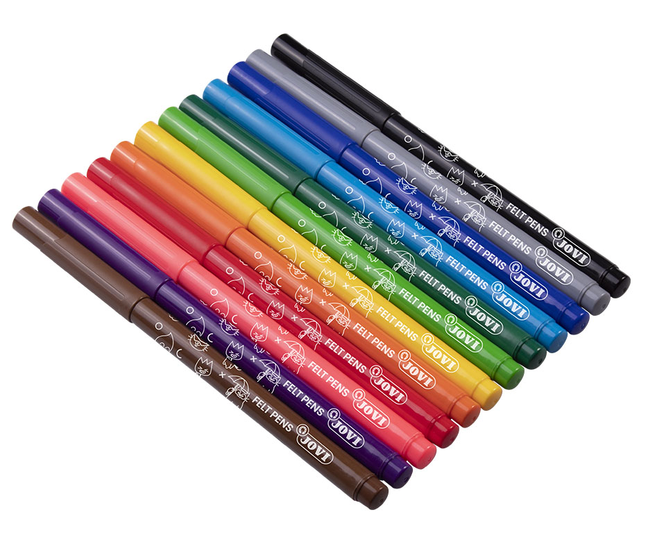 Jovi Filzstifte Middle Tip – Feine Spitze, 3 mm, 12 Farben