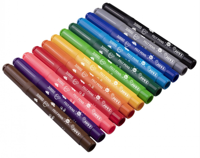 Jovi Jumbo Filzstifte – Rundspitze, 5,8 mm, abwaschbar, 12 Farben